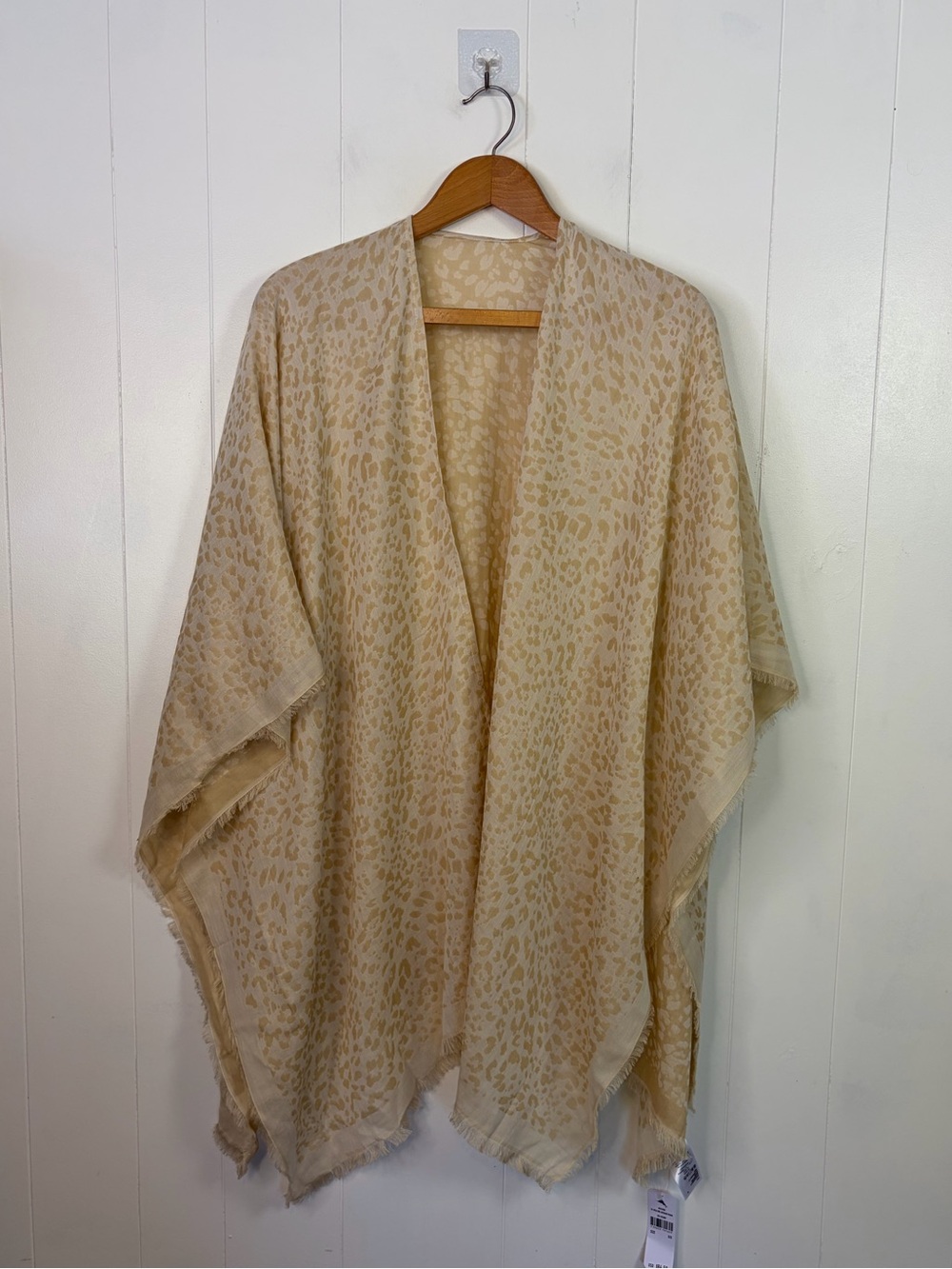 Tommy Bahama Leopard Print Kimono Swim Cover Up Beige Cotton Fringe Boho New NWT - Picture 2 of 7